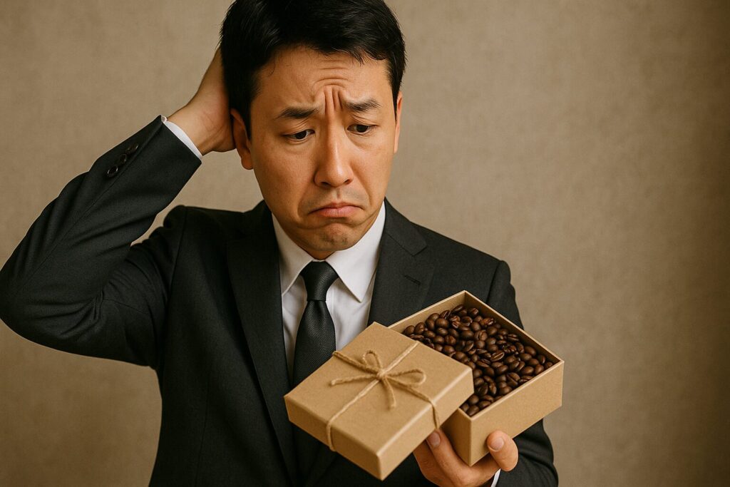 贈り物をされて困っている様子