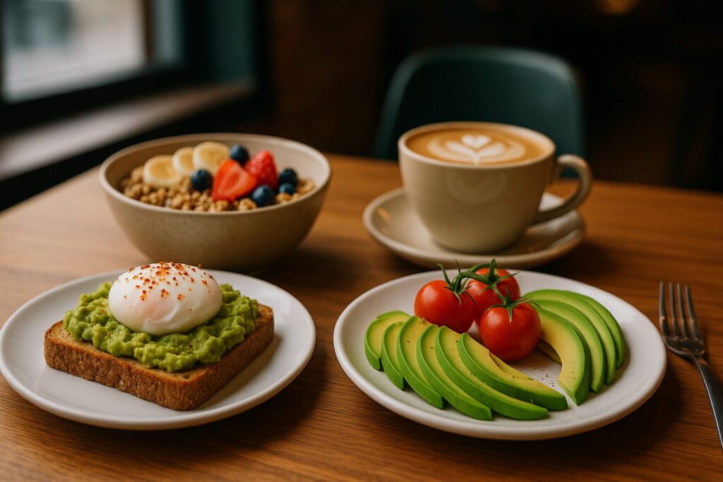 コーヒーショップのヘルシーな朝食